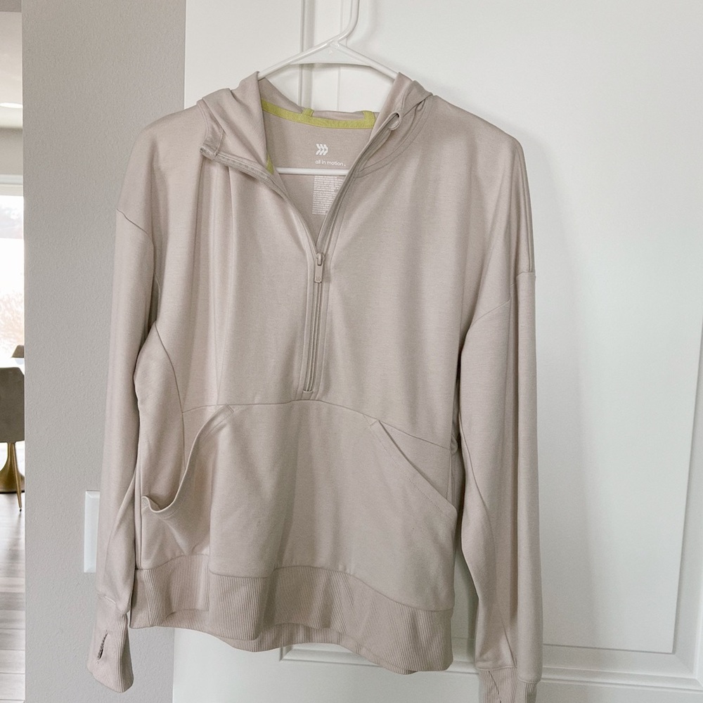 All in Motion Target Half Zip Hoodie Size L, Good Condition, Stone Beige Color
